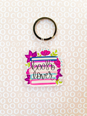 Floral Book Lover -  Acrylic Keychain